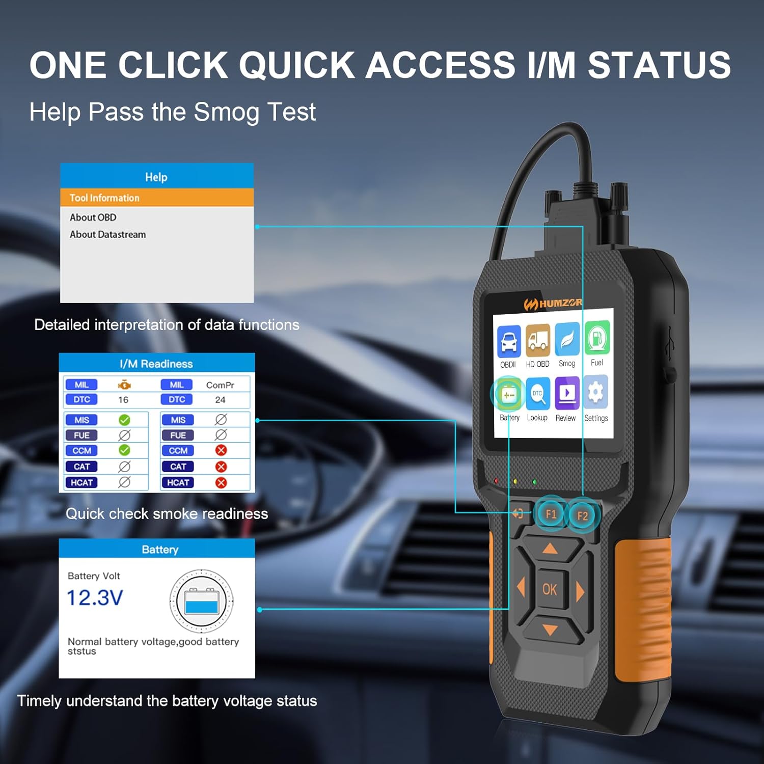 HUMZOR NC601 Car and Truck OBD - Heavy Equipment Diagnostic Tool のレビューと価格