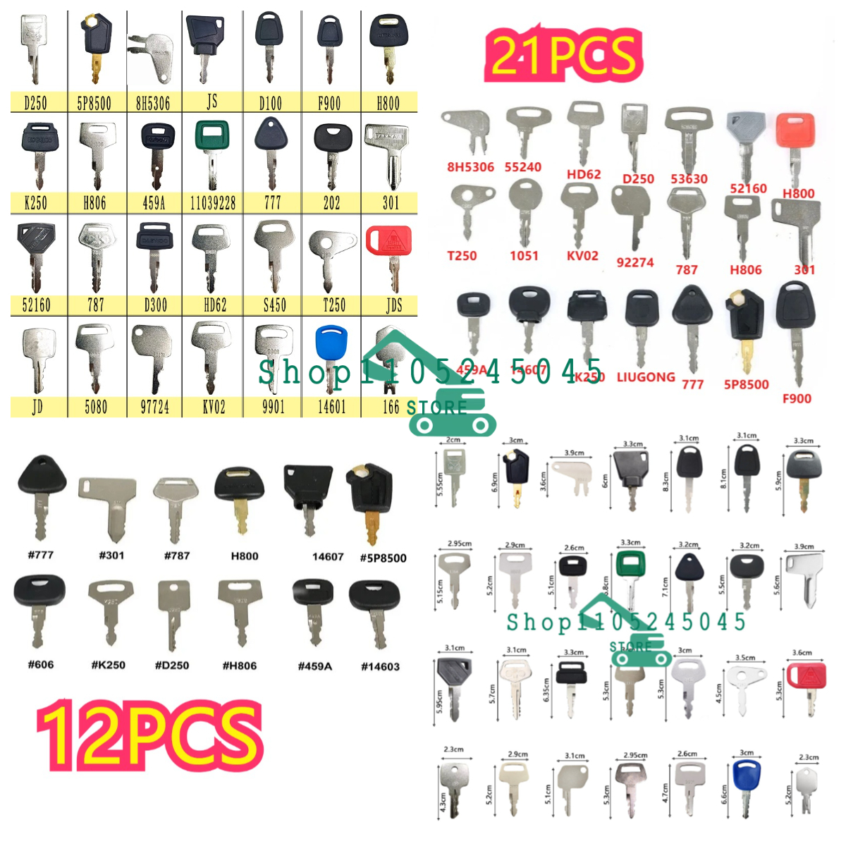 28/21/12Pcs Master Ignition Ke - Heavy Equipment Keys Master Set のレビューと価格