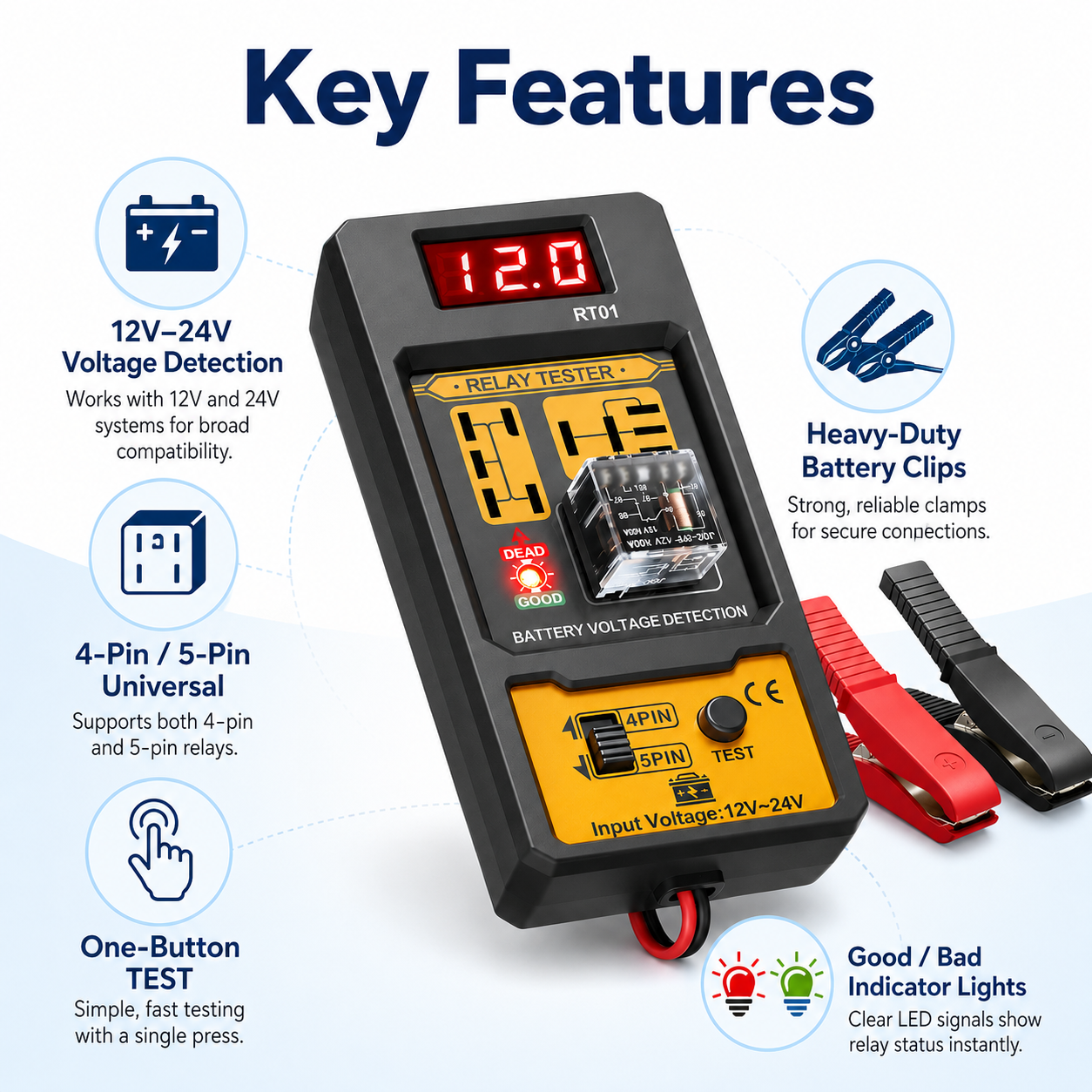 RT01 Car Relay Tester with Bat - Heavy Equipment Diagnostic Tool のレビューと価格