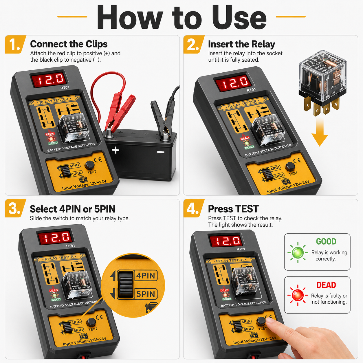 RT01 Car Relay Tester with Bat - Heavy Equipment Diagnostic Tool のレビューと価格