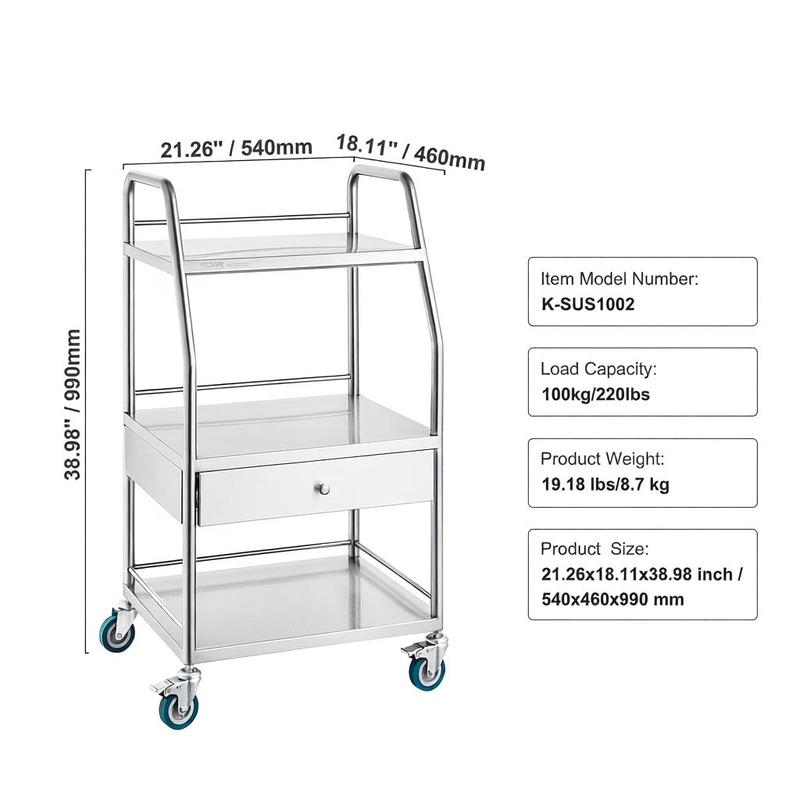 Medical Trolley 23.6x15.7x33.4 - Heavy Equipment Storage のレビューと価格